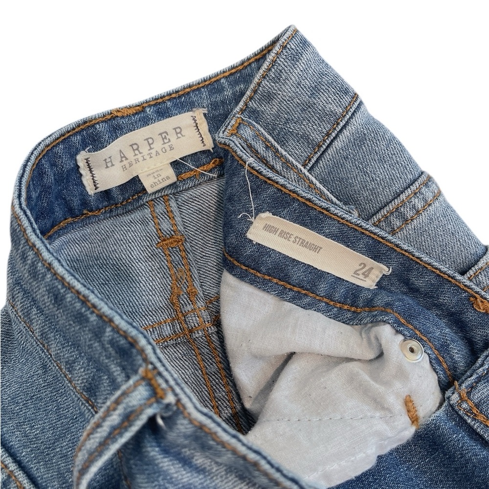 Francesca's Collections Harper Heritage high rise straight jeans in size 24 - Picture 3 of 5
